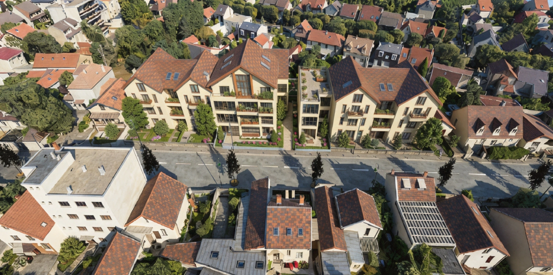 Vue aérienne d’un projet résidentiel — SILA CONCEPT